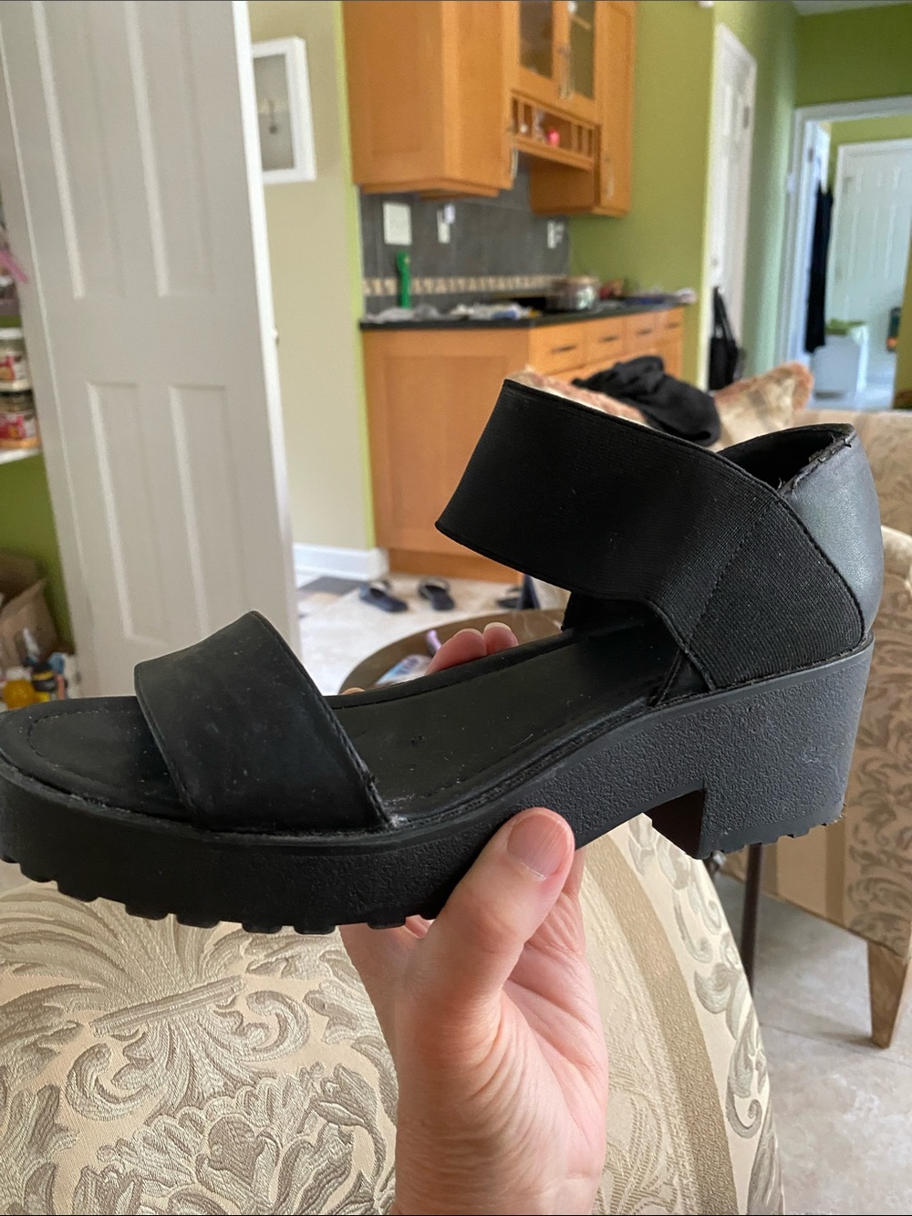 Urban outfitters Boho, sandal platform rugged sole, size 9 black